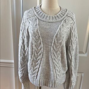 Express Light Gray Cable Knit Sweater Size M